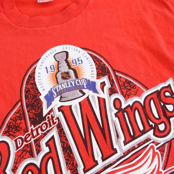 '95 Fruit Of The Loom Detroit Red Wings Stanley Cup Championship Single T Shirt - Picture 9 of 10